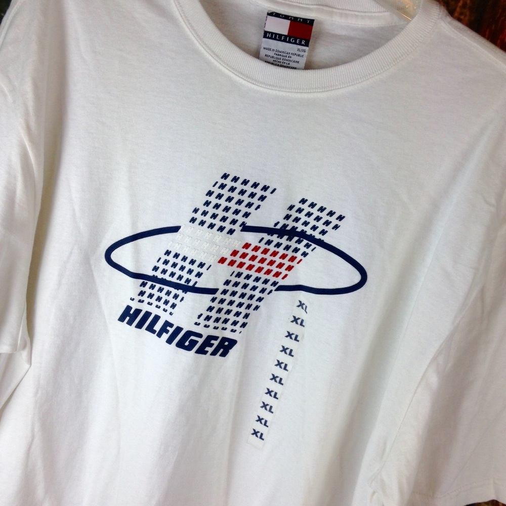 Vintage 2004 Tommy Hilfiger Spell Out tee shirt NOS XL White